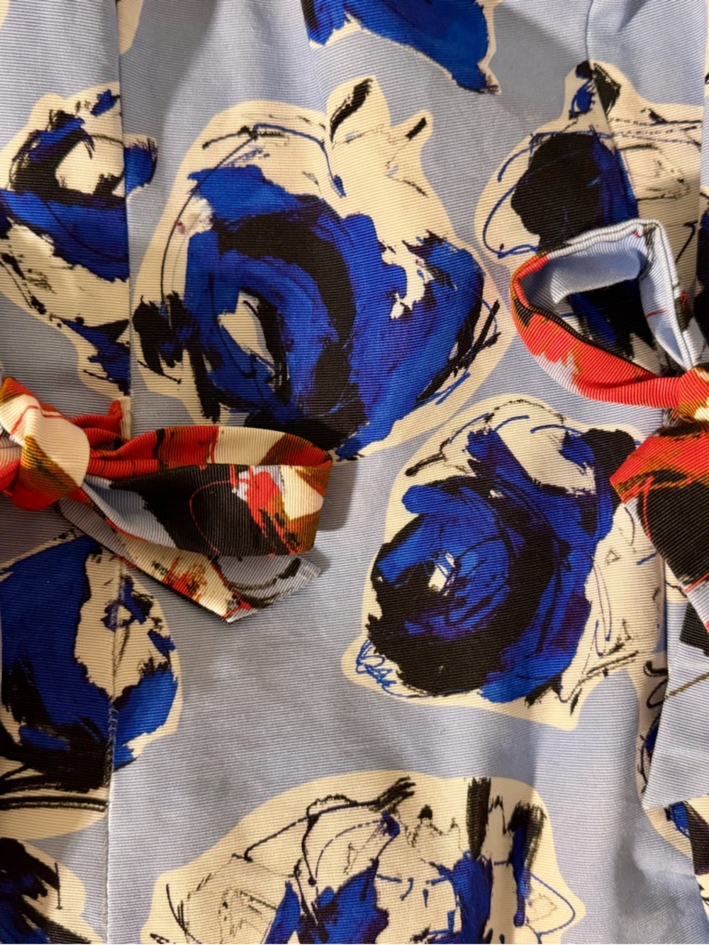 Sachin + Babi Blue Floral Midi Dress with Red Strap Accents - Picture 11 of 11